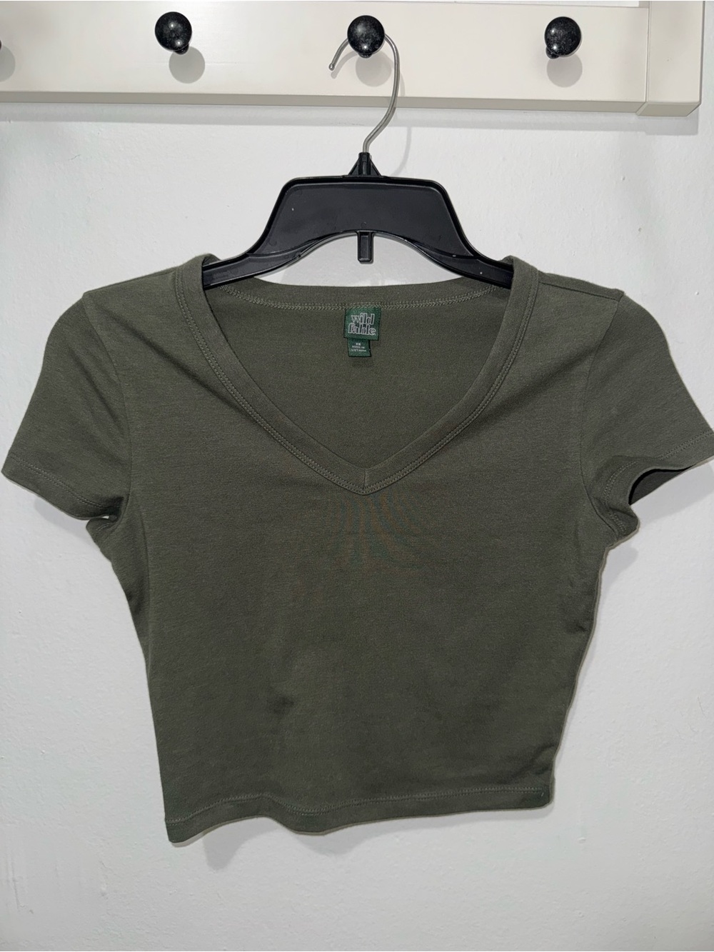 wild fable Olive Green V-Neck Cropped Tee